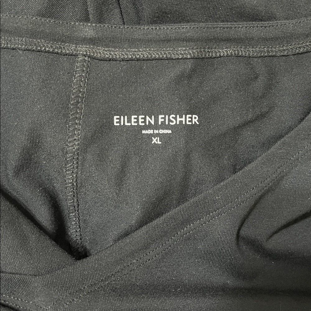 Eileen Fisher Black V-Neck Jersey Knit Shark Bite Hem Maxi Dress XL - Picture 4 of 5